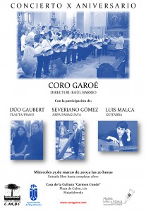 Cartel Concierto X Anivesario del Coro Garoé de Majadahona. 