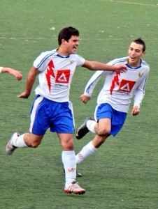 Borja y Munir, celebrando un gol en el Rayo Majadahonda