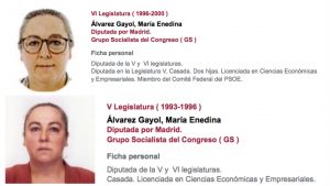 Fichas en el Congreso de Enedina Alvarez (PSOE)