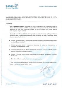 Carta de recomendación del Canal a Torrico