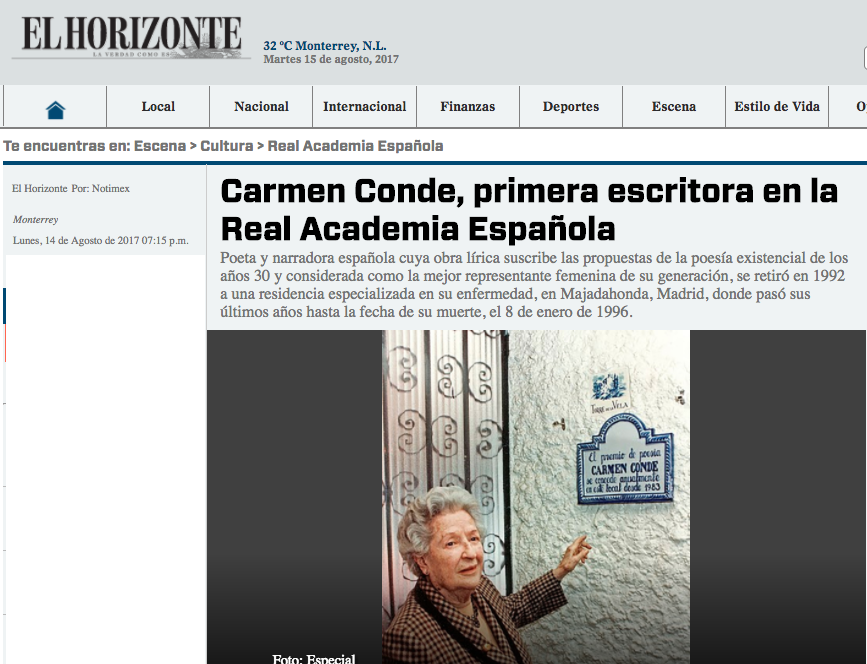 Una escritora 110: México conmemora el aniversario de Carmen Conde fallecida en Majadahonda