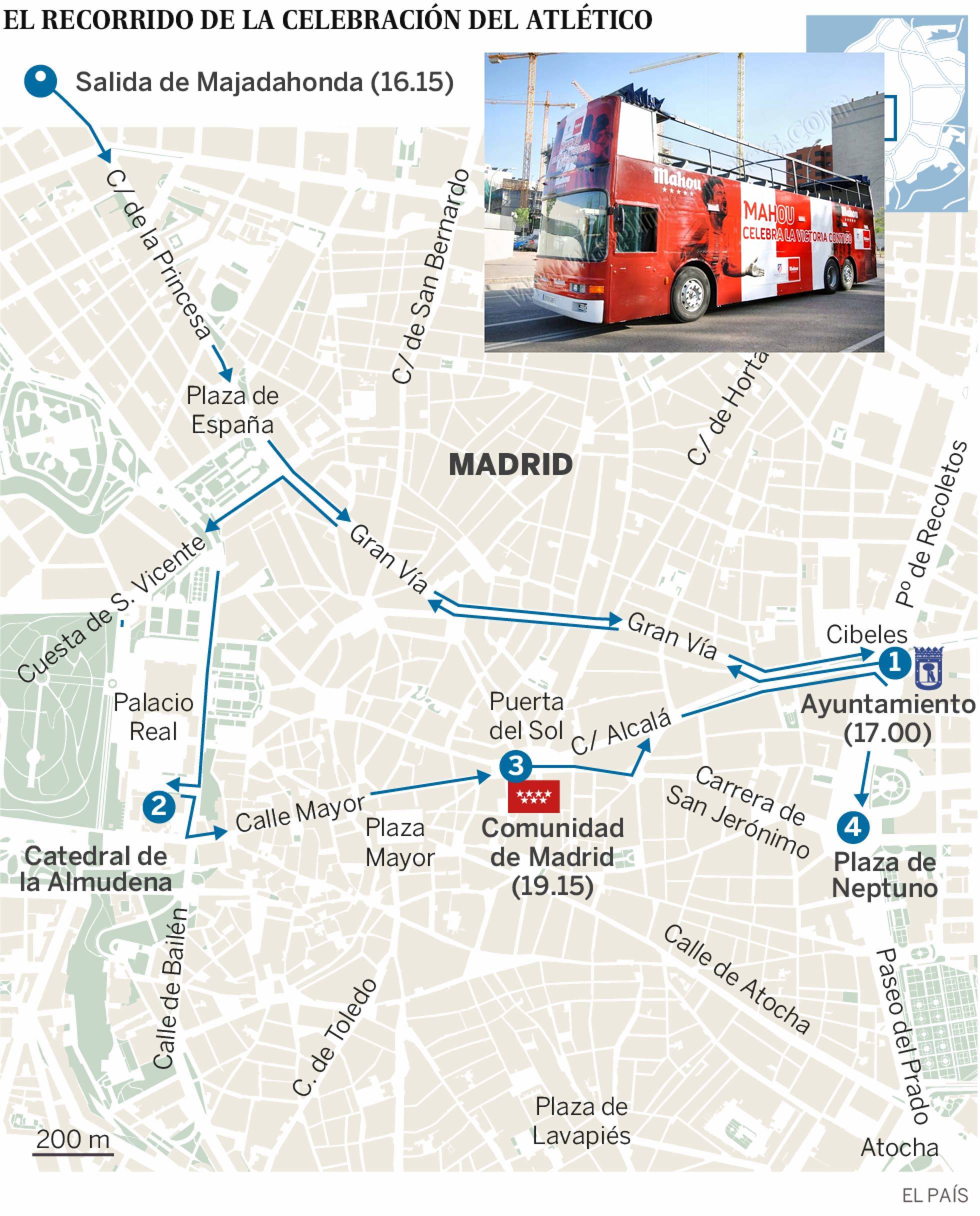 At. Madrid elige Majadahonda para salir en autobús con la Copa por el Monte del Pilar