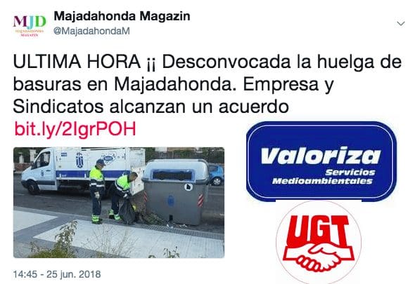 Desconvocada la huelga de basuras en Majadahonda: subida anual de 2.000 € y 11 empleos fijos