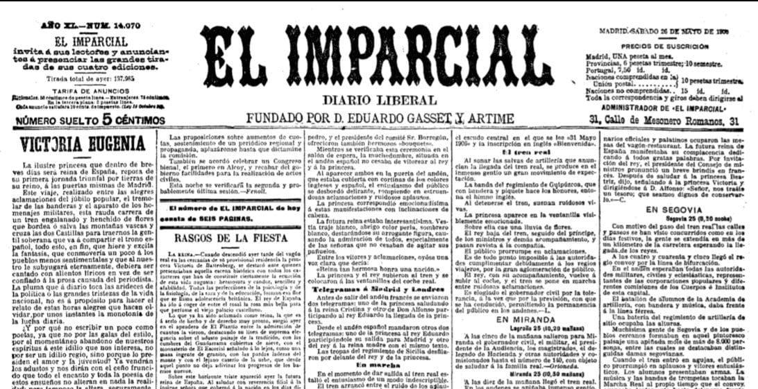 MJD Magazin regala “El Imparcial” (1906) con la visita de la reina a Majadahonda