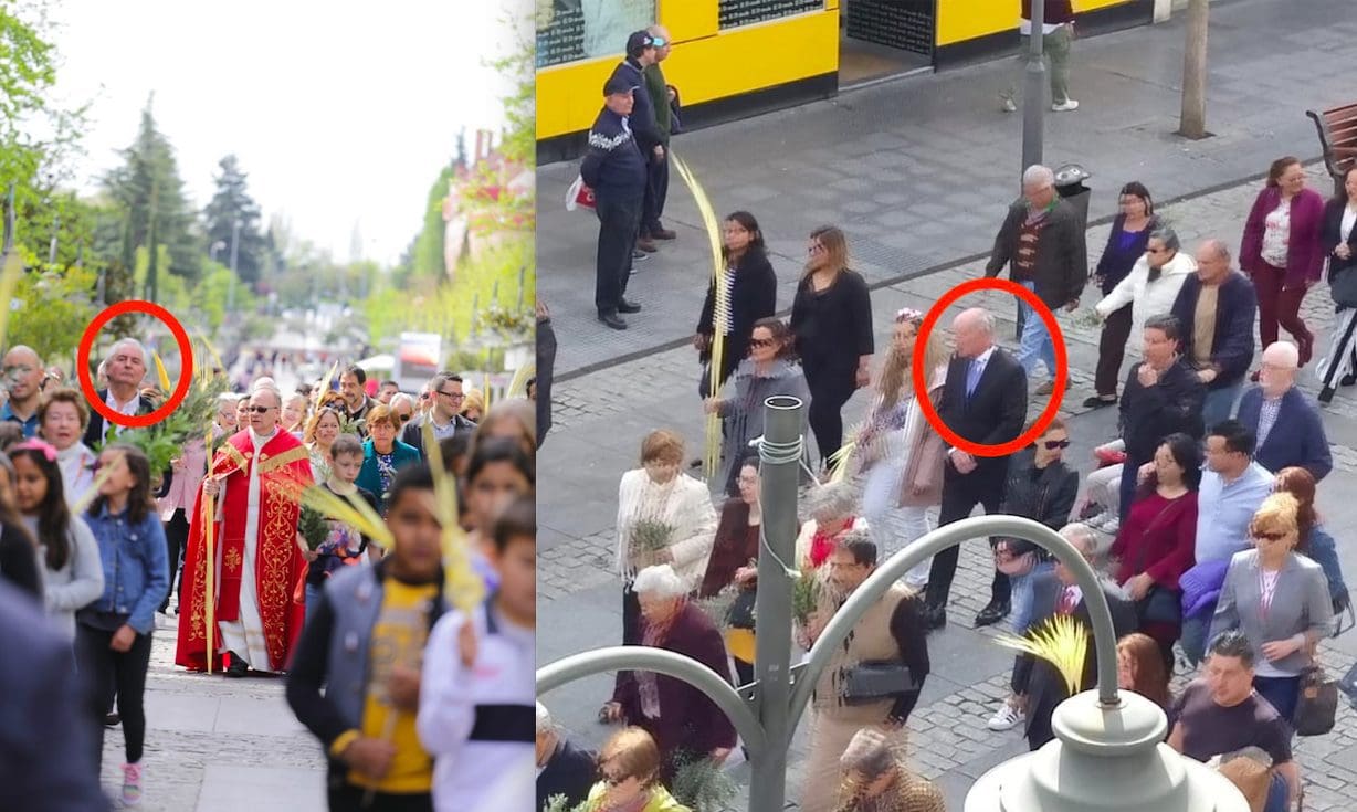 Polémica: Troitiño (PP) y Bonet (Vecinos por Majadahonda) acuden a la procesión del Domingo de Ramos 2019