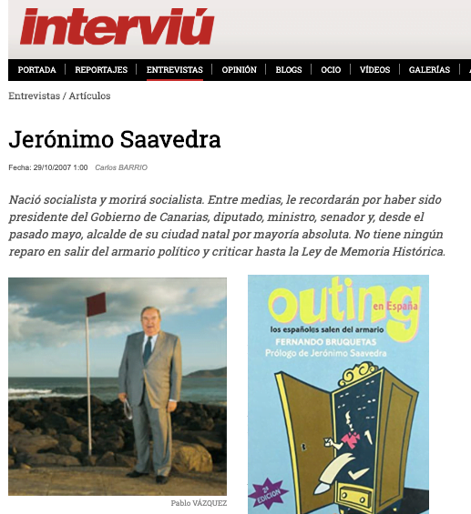 Los artistas que huyeron del outing y el primer ministro gay portada en «Interviú» (XII)