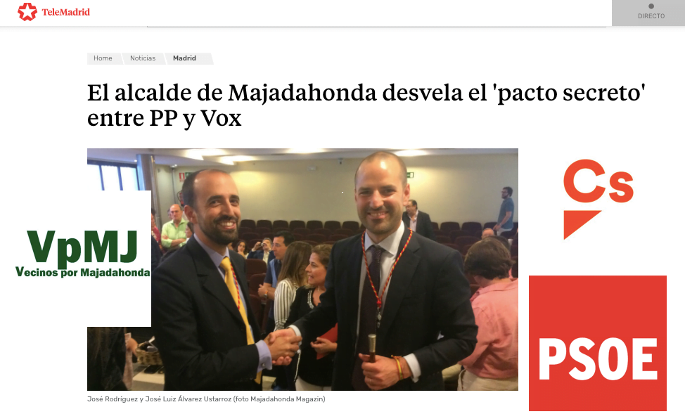 Cs, PSOE y Vecinos por Majadahonda replican al pacto PP-Vox en el Ayuntamiento