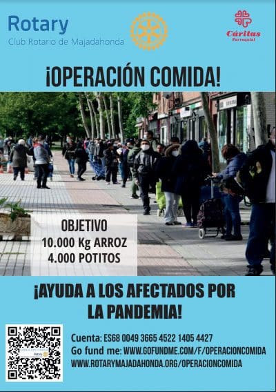 Los rotarios de Majadahonda ponen en marcha otra «Operación Comida» para 12 millones de pobres que deja el Covid en España