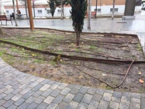 denuncian el estado del bulevar Cervantes