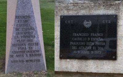 El Canal de Isabel II se niega a retirar una placa de Franco en Majadahonda: «mera reseña histórica»