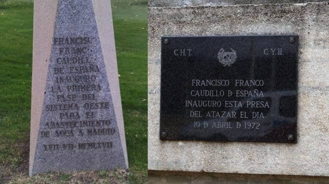 El Canal de Isabel II se niega a retirar una placa de Franco en Majadahonda: «mera reseña histórica»