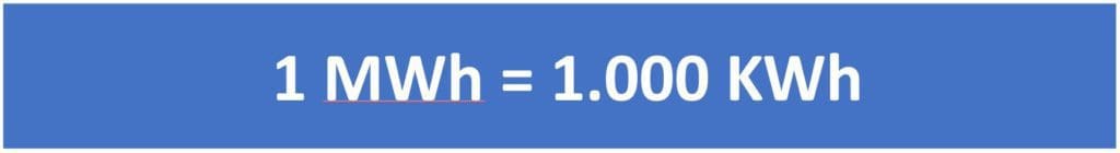 conversión megavatio-hora a kilovatio-hora