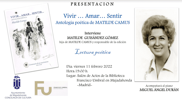 La vida de la poeta Matilde Camus contada en Majadahonda por su hija Matilde Guisández: con Alberti y Dámaso Alonso
