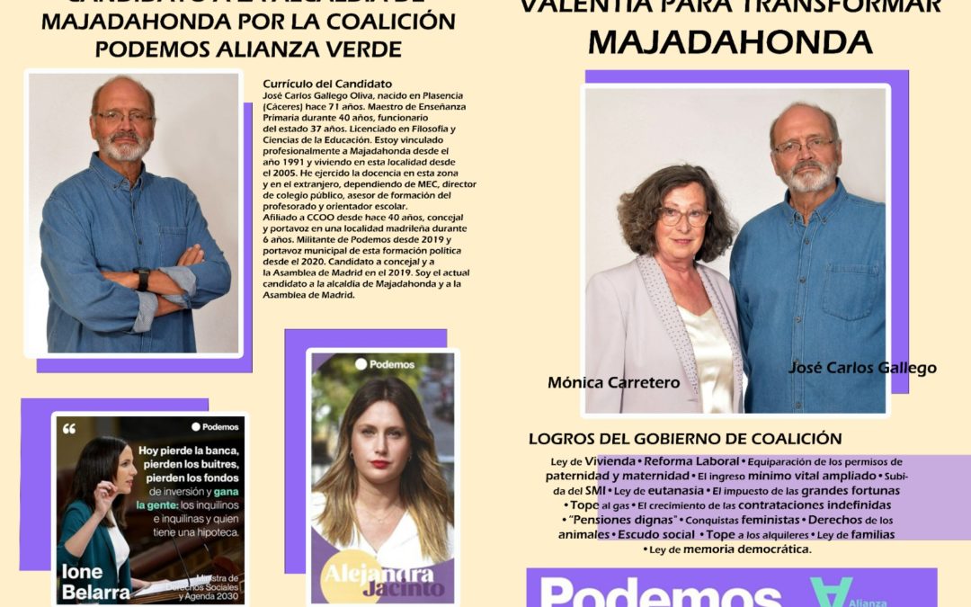 Programa electoral de Podemos-Alianza Verde: «Por una Majadahonda para todos, todas y todes»
