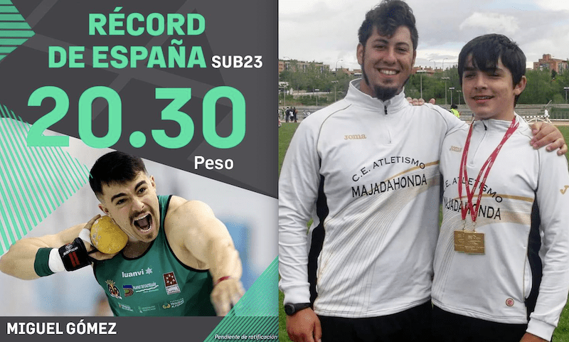 El joven lanzador de peso Miguel Gómez (Majadahonda) alcanza los 20.3 metros en Valladolid y se coloca 4º mejor atleta de todos los tiempos