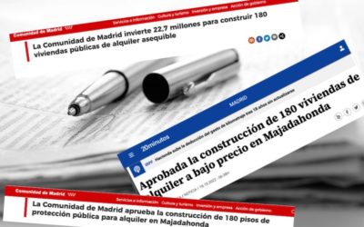 La Comunidad de Madrid emite una nota de prensa que ya difundió en octubre de 2022  sobre nuevas viviendas públicas en Majadahonda