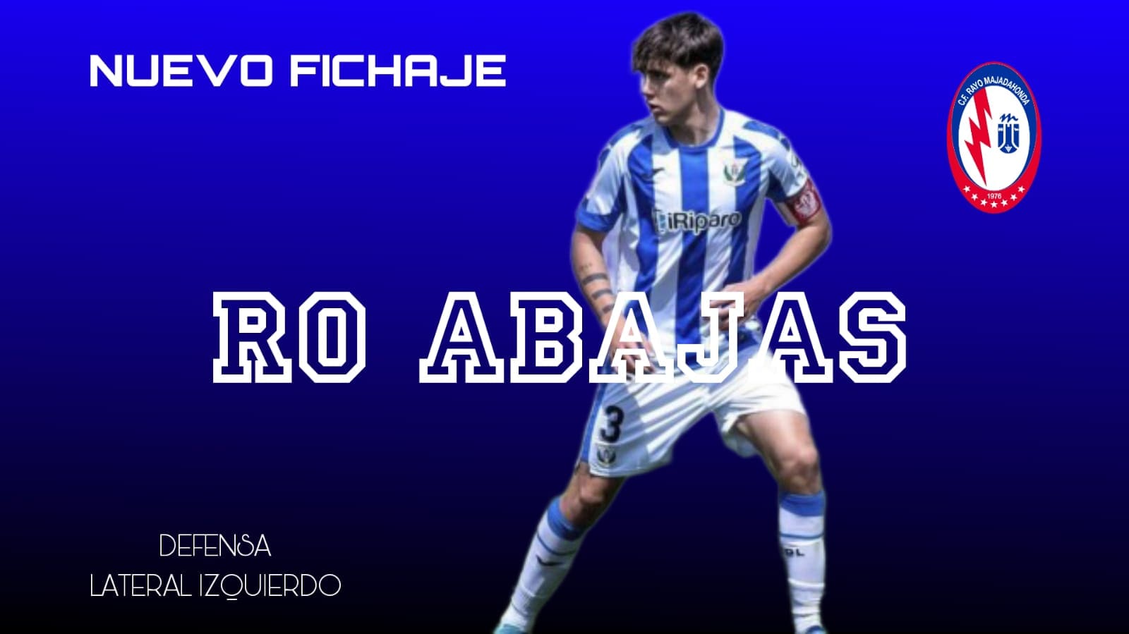El joven lateral izquierdo Ro Abajas (20 años), procedente del Leganés, ficha por el Rayo Majadahonda