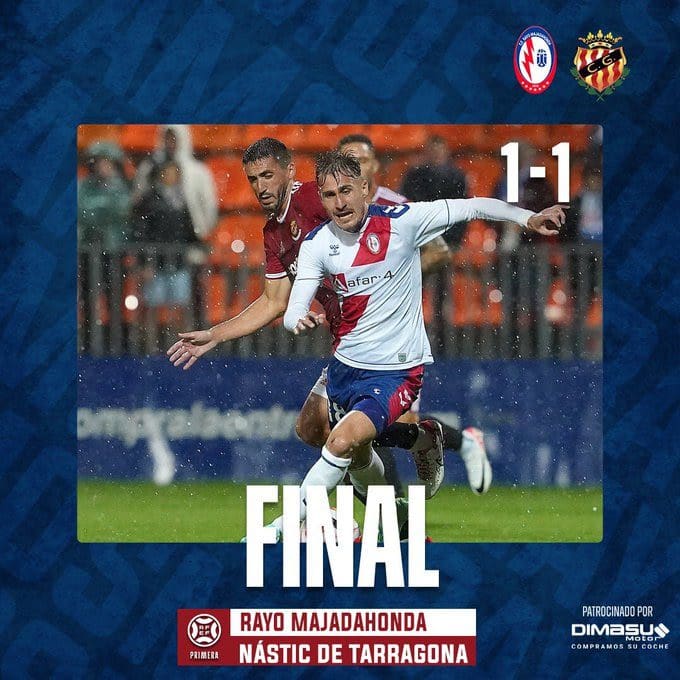 El Rayo Majadahonda sigue invicto tras empatar (1-1) en su debut en el Cerro del Espino: buen partido ante el Nástic