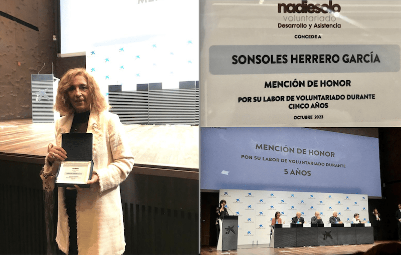 La ONG “NadieSolo” reconoce la labor de Sonsoles Herrero («Vecinos por Majadahonda») por sus 5 años de voluntariado