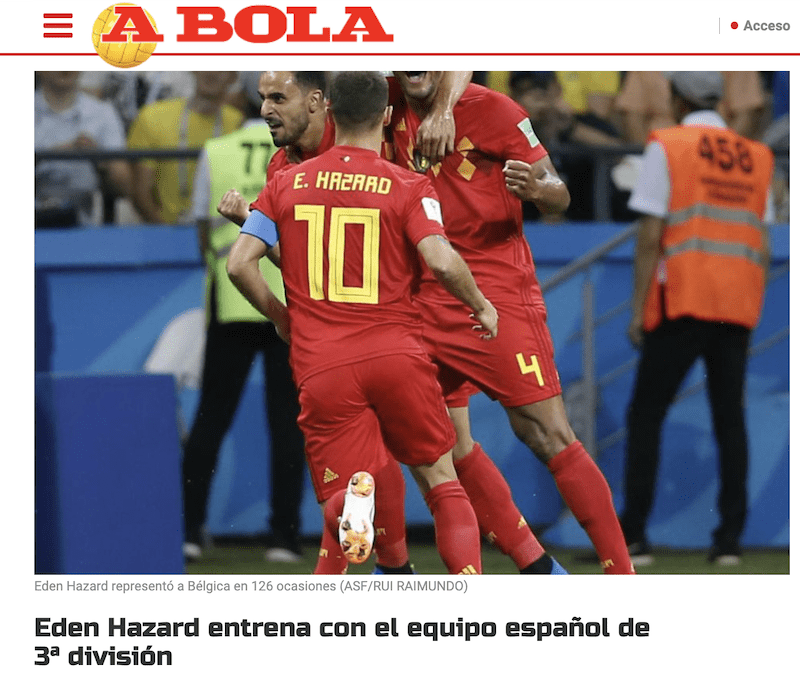 La foto de Hazard con el Rayo Majadahonda da la vuelta al mundo y los periodistas «sueñan» con que pueda salvar al equipo