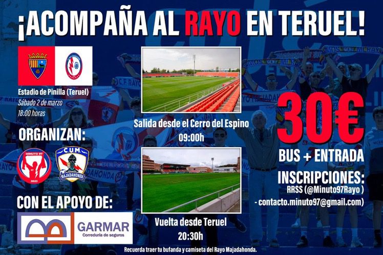 La afición del Rayo Majadahonda responde y acompaña al equipo a Teruel