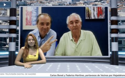 Dos vídeos de «Vecinos por Majadahonda» con una vecina del Mercadillo se convierten en noticia de TV: moción sobre la Zona Centro