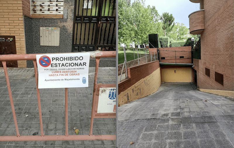 Los vecinos afirman que las obras de ampliación del Mercadillo de Majadahonda no solucionan la salida del garaje comunitario: «prepotencia»