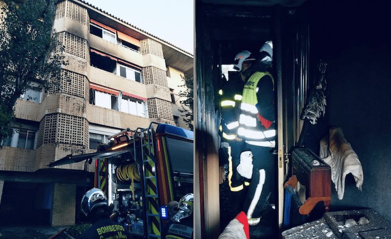 Las fotos del incendio a las 6 de la mañana en un edificio del centro de Majadahonda que pudo ocasionar una catástrofe