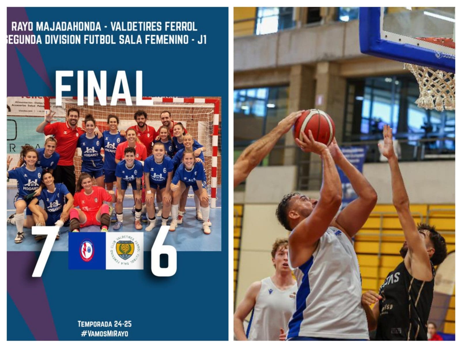 Deportes Majadahonda: victoria del fútbol sala femenino ante el Ferrol y derrota del baloncesto masculino ante el Pozuelo