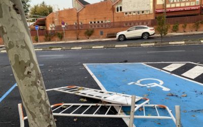 Imágenes de la «Dana nocturna» a su paso por Majadahonda y Oeste de Madrid: árboles caídos, coches aplastados, calles y carreteras embalsadas