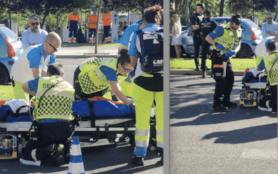 Vídeo y fotos: una mujer atropellada y golpeada en la cabeza al atravesar el paso de cebra frente al Instituto Carlos III en Majadahonda