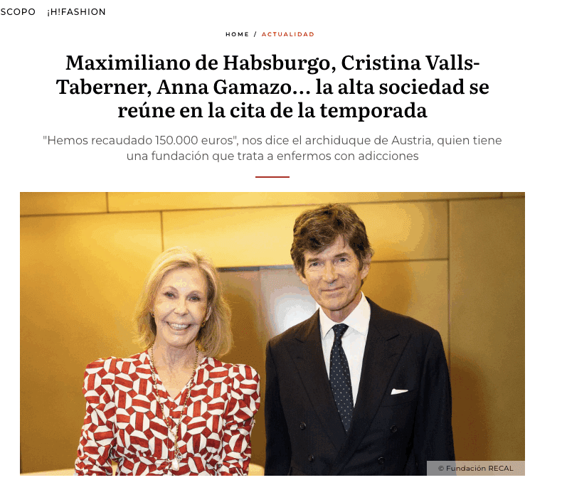 La Fundación Recal Majadahonda recauda 150.000 € en una cena para sufragar tratamientos contra las drogas a quienes no pueden pagarlo