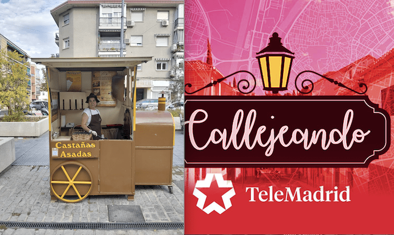 «Callejeando» por Majadahonda con la castañera de la Gran Vía y con Telemadrid