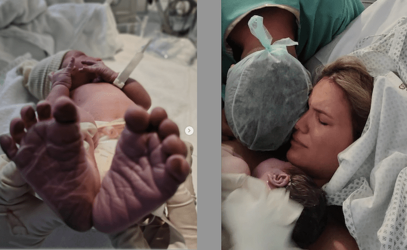 El primer nieto del «Cholo» enseña los pies y sus 4 kg de peso con el chandal del Rayo Majadahonda