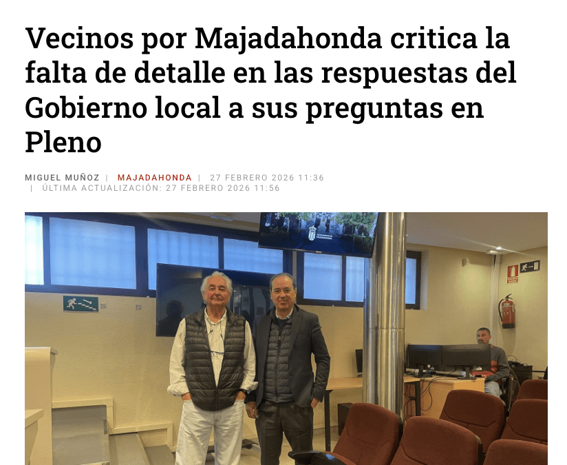 «Vecinos por Majadahonda» formula 5 preguntas al PP y le responde con solo 6 líneas: eco en la prensa regional
