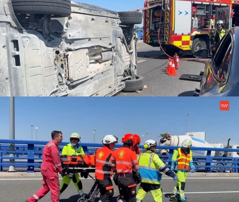 El accidente de 2 coches conducidos por 2 mujeres en Pozuelo provoca que un motorista salga por los aires herido grave