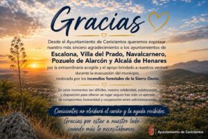 El Ayuntamiento de Cenicientos aplaude la acogida a sus vecinos afectados por el incendio pero excluye a Majadahonda de sus agradecimientos El Ayuntamiento de Cenicientos aplaude la acogida a sus vecinos afectados por el incendio pero excluye a Majadahonda de sus agradecimientos