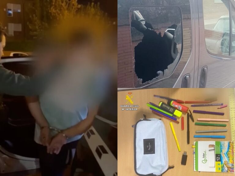 Vídeo, fotos y amplio eco en prensa del ladrón que robó en 3 coches de Majadahonda varias mochilas escolares: cristales rotos y molestias a los conductores