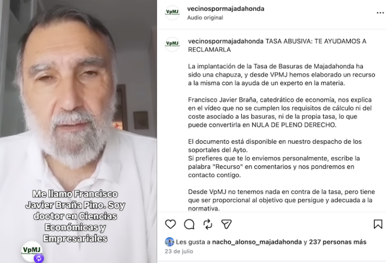 El catedrático de Economía y vecino de Majadahonda que recurrió la «tasa de basuras» responde al rechazo masivo del Ayuntamiento: «El recurso se presentó en tiempo y forma»
