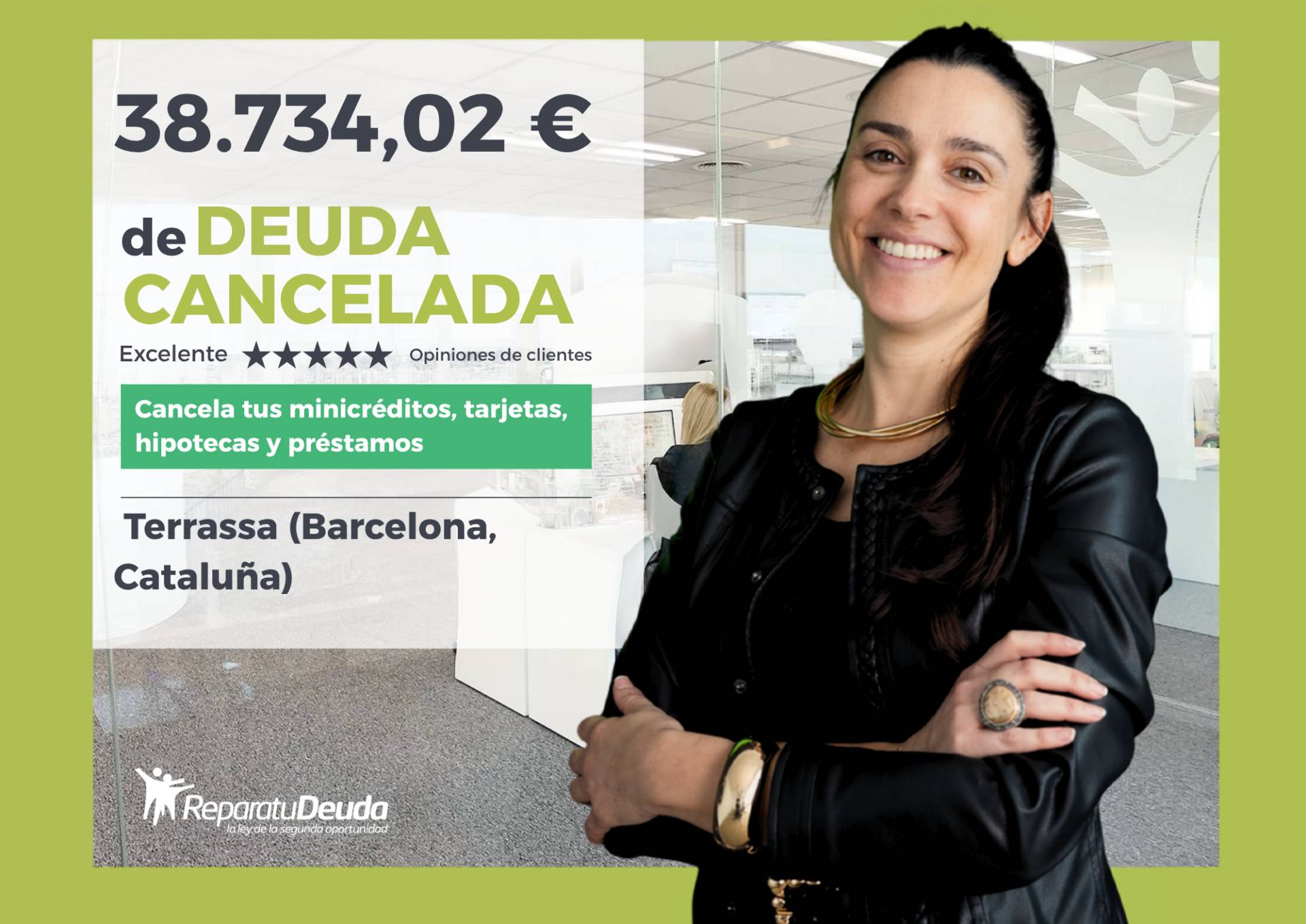 Ley de Segunda Oportunidad; Repara tu Deuda exonera 38.734,02 € a una vecina de Terrassa (Barcelona, Cataluña)