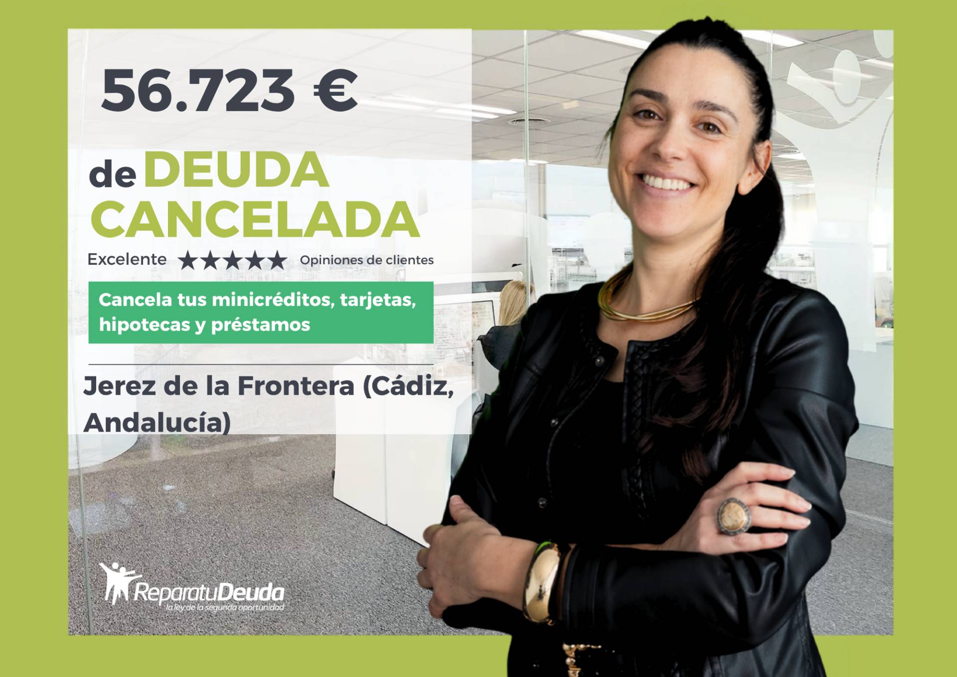 La Ley de Segunda Oportunidad libera de 56.723 € a una vecina de Jerez de la Frontera (Cádiz, Andalucía) con Repara tu Deuda Abogados